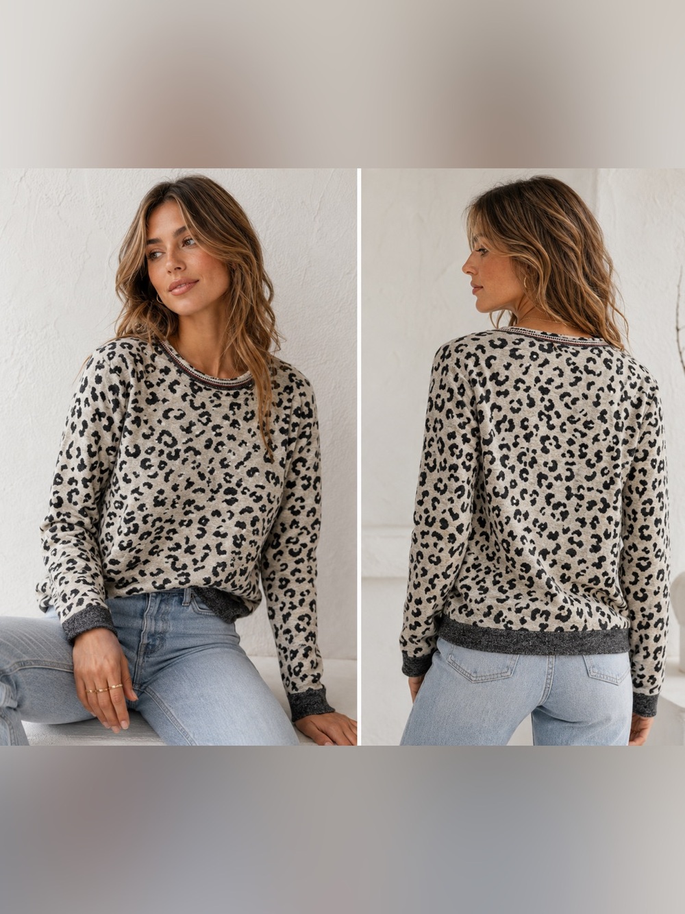 Animal print Print Crewneck Sweater -  It is size L  BETTER fits -SZ S-M